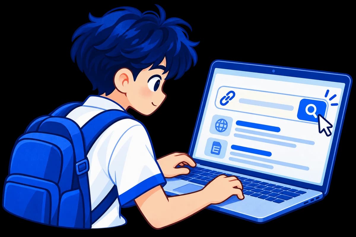 Nam sinh nhập đường dẫn và tìm kiếm website đáng ngờ trên máy tính